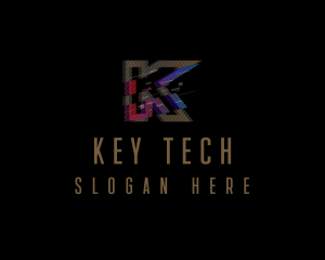 Technology Glitch Letter K logo design