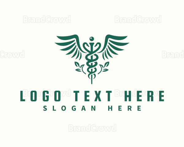 Medical Leaf Caduceus Logo