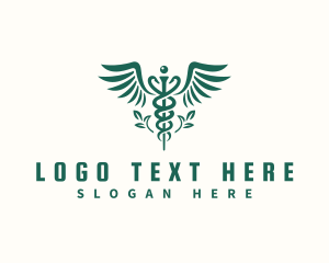 Wings - Medical Leaf Caduceus logo design