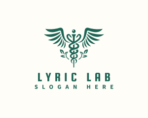 Medical Leaf Caduceus logo design