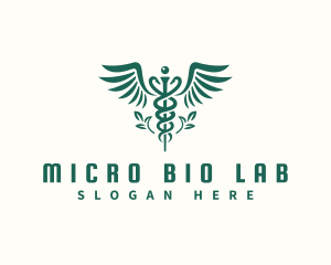 Medical Leaf Caduceus logo design