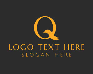 Yellow - Gold Brush Stroke Letter Q logo design