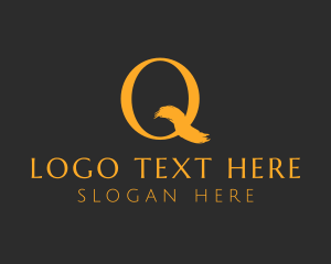 Designs - Gold Brush Stroke Letter Q logo design
