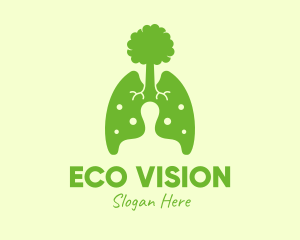 Green Eco Lungs Tree logo design