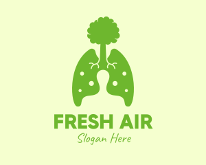 Green Eco Lungs Tree logo design