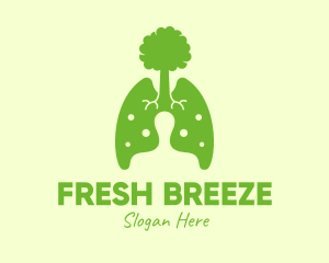 Green Eco Lungs Tree logo design