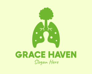 Forest - Green Eco Lungs Tree logo design