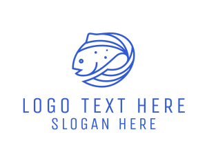 Blue Fish - Fish Seafood Salmon logo design