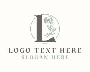 Herb - Daisy Flower Lettermark logo design