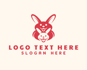 Rabbit - Red Happy Bunny logo design