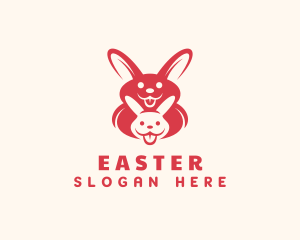 Red Happy Bunny logo design