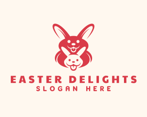 Red Happy Bunny logo design