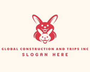 Veterinary - Red Happy Bunny logo design