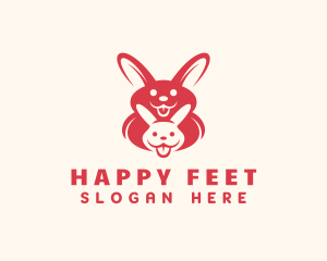 Red Happy Bunny logo design