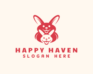 Red Happy Bunny logo design