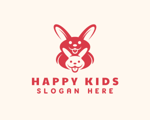 Red Happy Bunny logo design