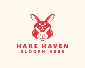 Red Happy Bunny logo design