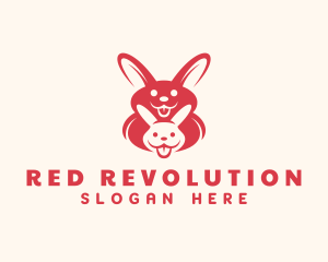 Red Happy Bunny logo design