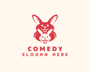 Animal - Red Happy Bunny logo design