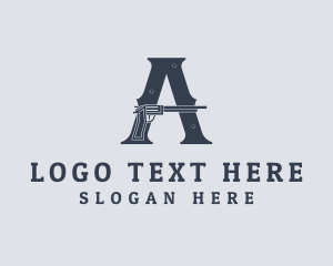 Letter A - Cowboy Revolver Pistol logo design