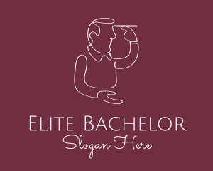 Bachelor - Human Draw Monoline logo design