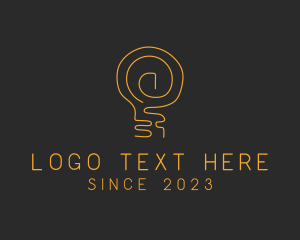Idea - Gold Bulb Lamp logo design