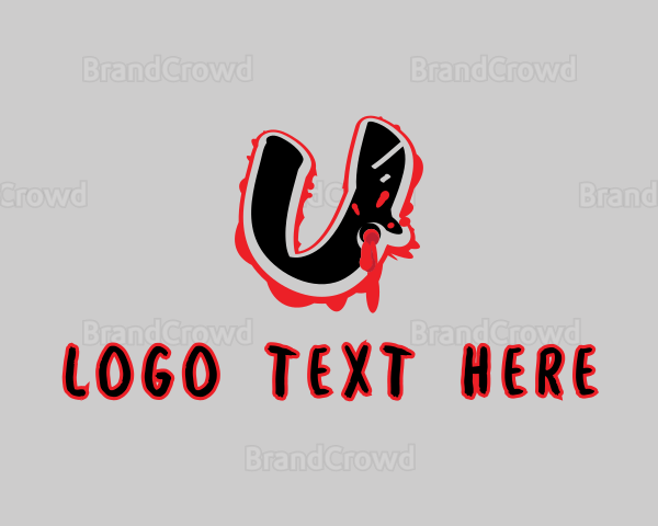 Splatter Graffiti Letter U Logo