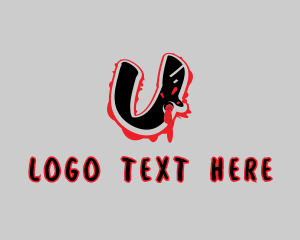 Skateboarding - Splatter Graffiti Letter U logo design
