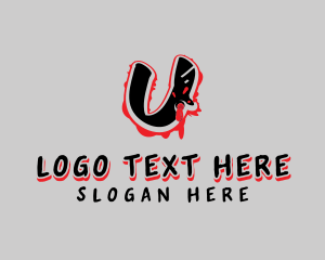 Gangster - Splatter Graffiti Letter U logo design
