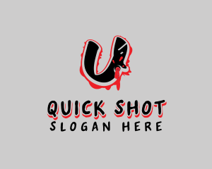 Shot - Splatter Graffiti Letter U logo design