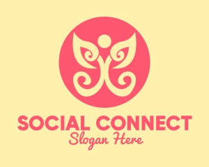 Fancy Social Butterfly logo design