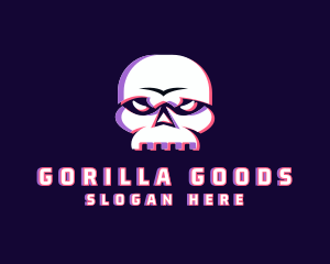 Gorilla Gaming Glitch Skull logo design