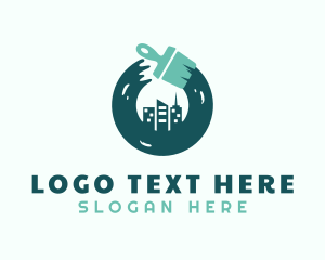 Paint - Green Paintbrush Building logo design