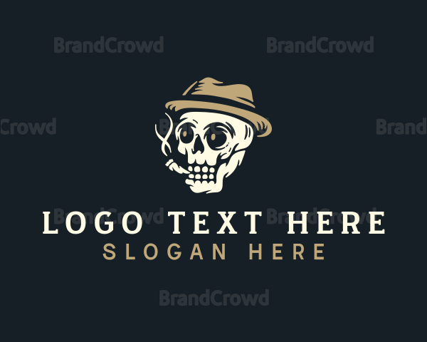 Hipster Smoking Skull Logo