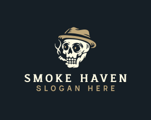 Hipster Smoking Skull logo design