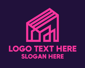 Town - Architecture Pink House logo design