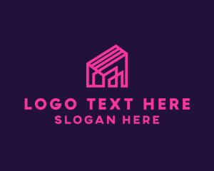 Town - Architecture Pink House logo design