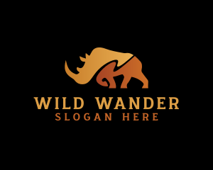 Wild Safari Rhinoceros logo design