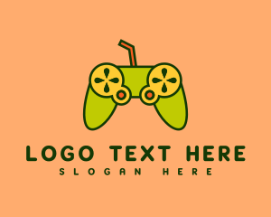 Straw - Citrus Juice Game Controller logo design