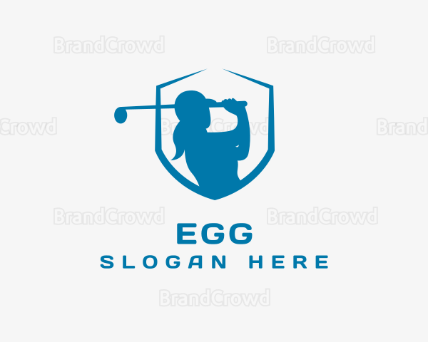 Female Golfer Shield Logo