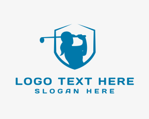 Silhouette - Female Golfer Shield logo design