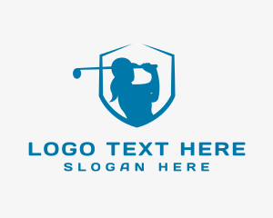 Sports - Female Golfer Shield logo design