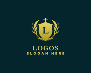 Kingdom - Ornate Leaves Crest Shield logo design
