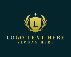 High End - Wreath Leaves Shield logo design