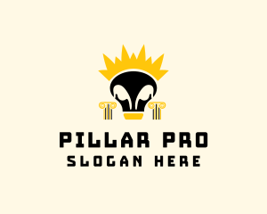 Skull Crown Pillar logo design