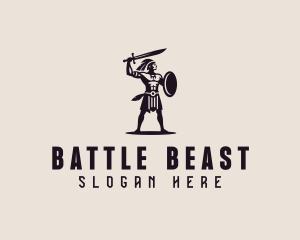 Fighter - Male Sword Fighter logo design