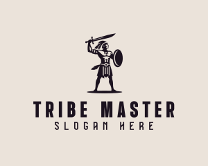 Male Sword Fighter logo design