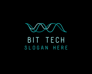 Tech Cyberspace Waves logo design