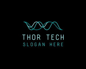 Tech Cyberspace Waves logo design