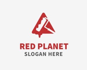 Red Paint Roller Triangle logo design